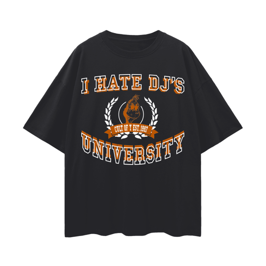 I HATE DJ'S UNIVERSITY U Texas Loose Fit T-Shirt - Unisex Drop Shoulder Cotton Tee